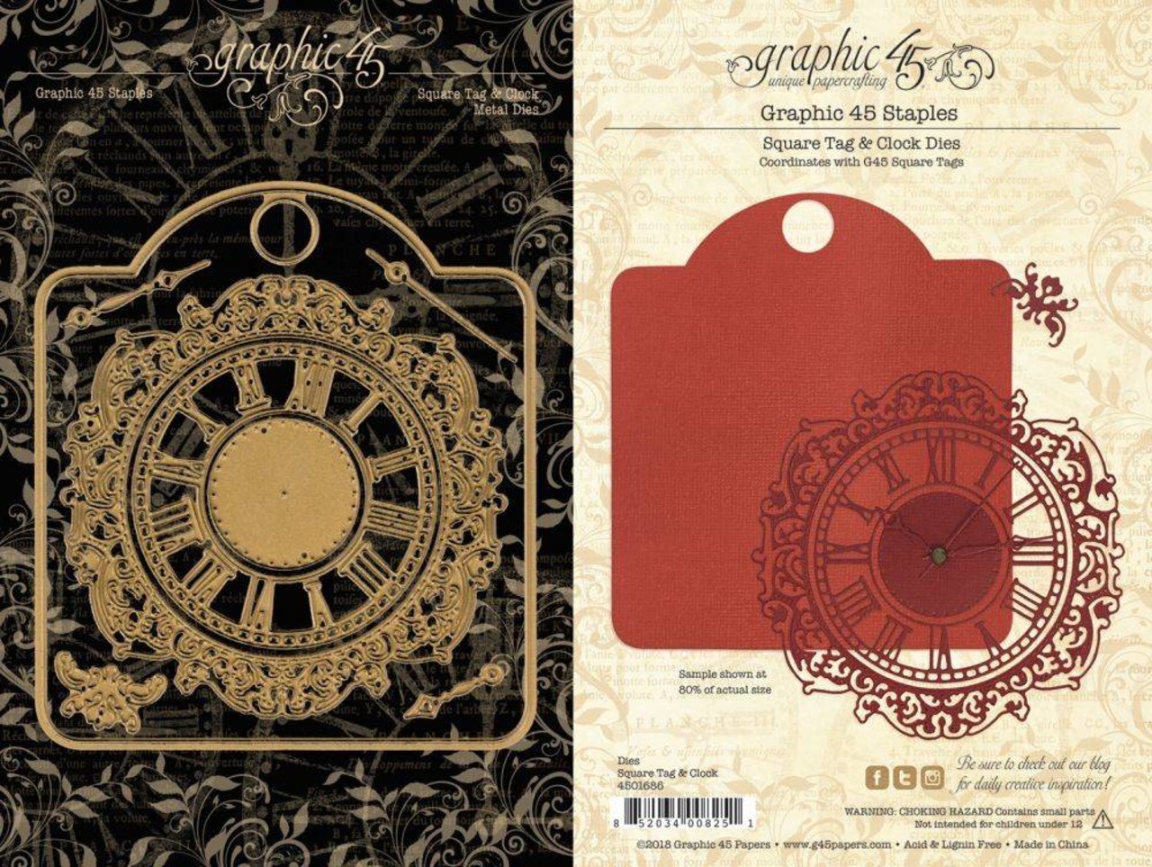 Graphic 45 Graphic 45 Square Tag & Clock Dies (4501686) (DISCONTINUED)