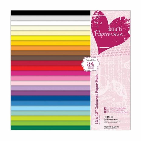 Papermania Coloured Paper Pack 12x12 Inch (48pk) (PMA 160503) (DISCONTINUED)
