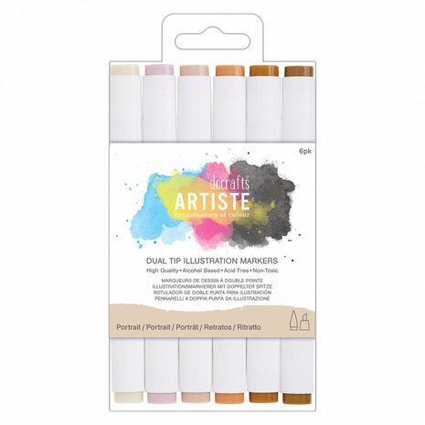 Docrafts Dual Tip Illustration Markers Portrait (6pk) (DOA 851401) (DISCONTINUED) Docrafts Dual Tip Illustration Markers Portrait (6pk) (DOA 851401) (DISCONTINUED)