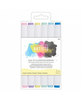Docrafts Dual Tip Illustration Markers Pastel (6pk) (DOA 851403) (DISCONTINUED)