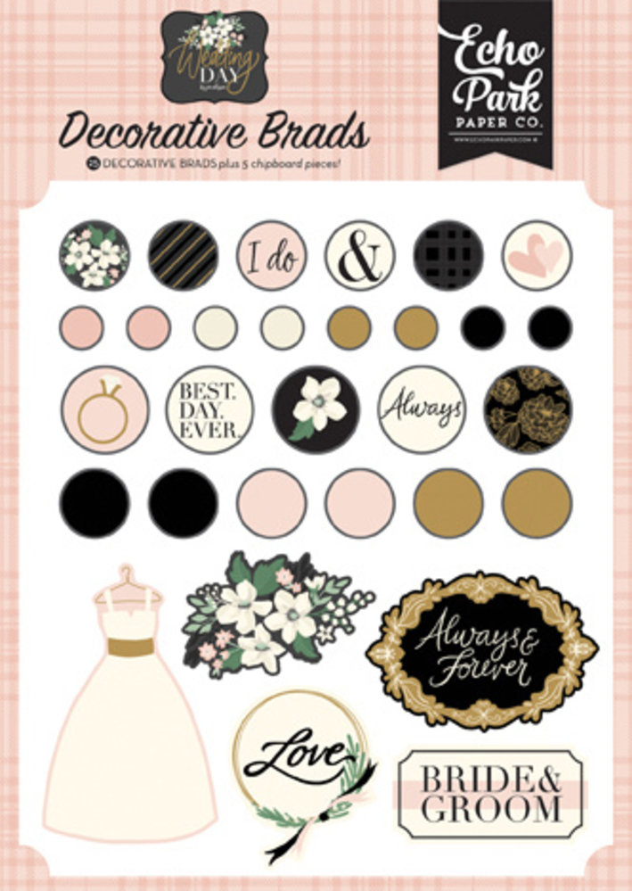 Echo Park Wedding Day Decorative Brads (WD181020) (DISCONTINUED) Echo Park Wedding Day Decorative Brads (WD181020) (DISCONTINUED)