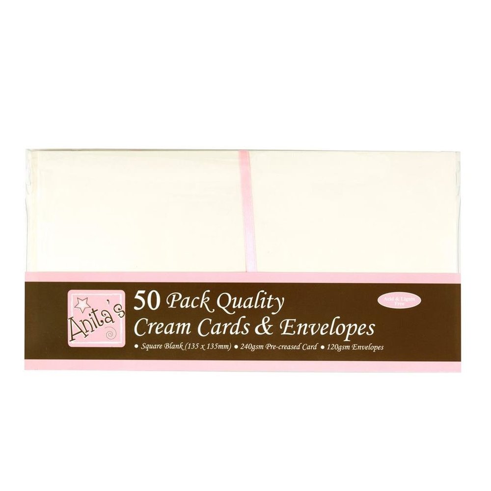 Anita's Square Cards & Envelopes Cream (50pk) (ANT 1512021) Anita's Square Cards & Envelopes Cream (50pk) (ANT 1512021)