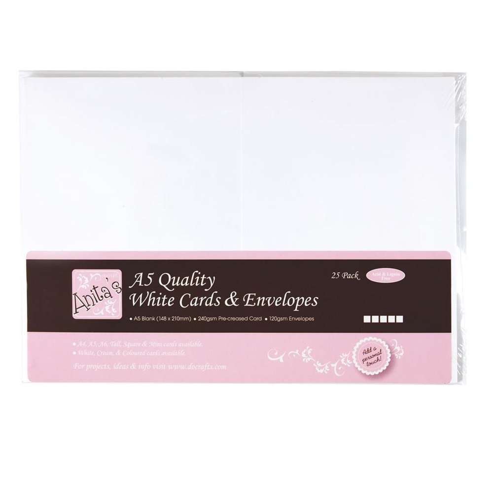 Anita's A5 Cards & Envelopes White (25pk) (ANT 1514020)