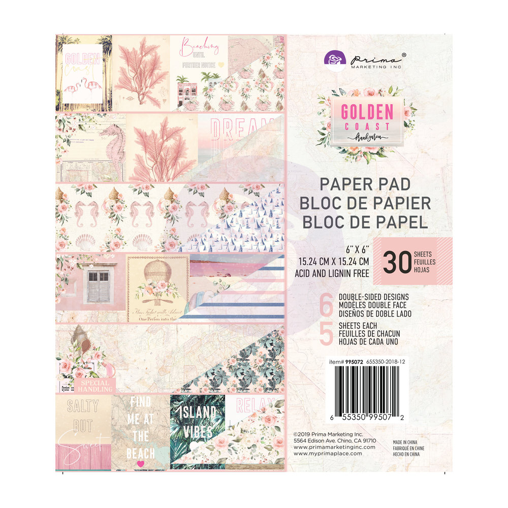 Prima Marketing Golden Coast 6x6 Inch Paper Pad (995072) (DISCONTINUED) Prima Marketing Golden Coast 6x6 Inch Paper Pad (995072) (DISCONTINUED)