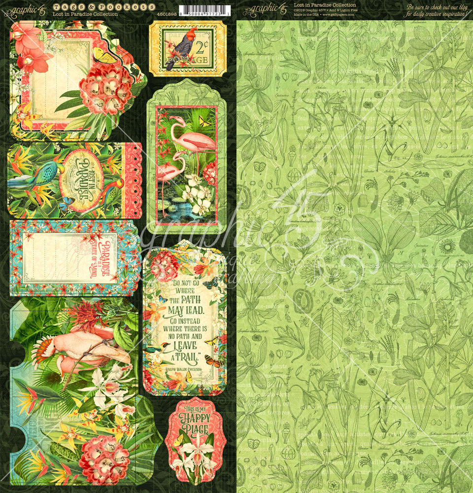 Graphic 45 Lost in Paradise Tags & Pockets (4501898) (OUTLET)