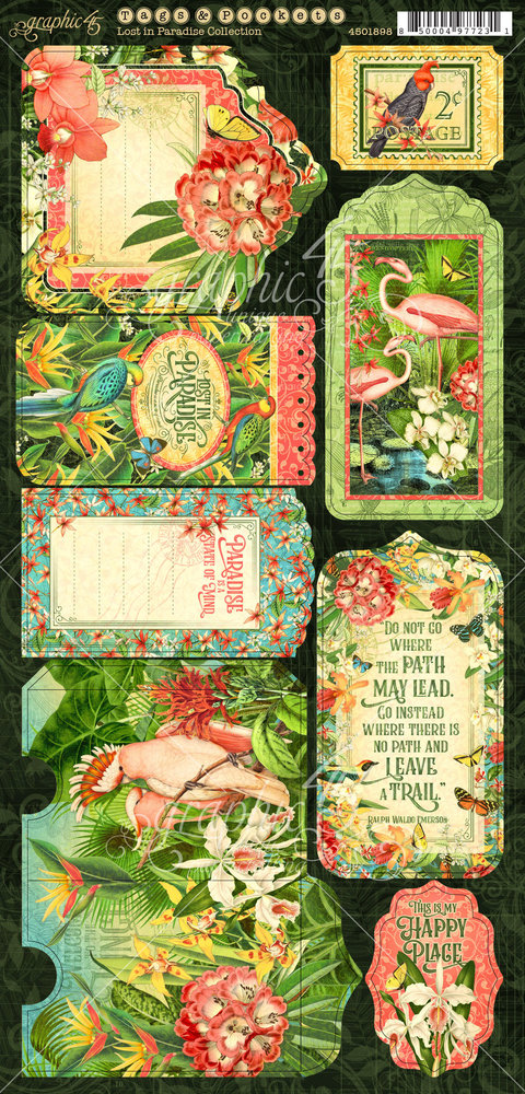 Graphic 45 Lost in Paradise Tags & Pockets (4501898) (OUTLET)