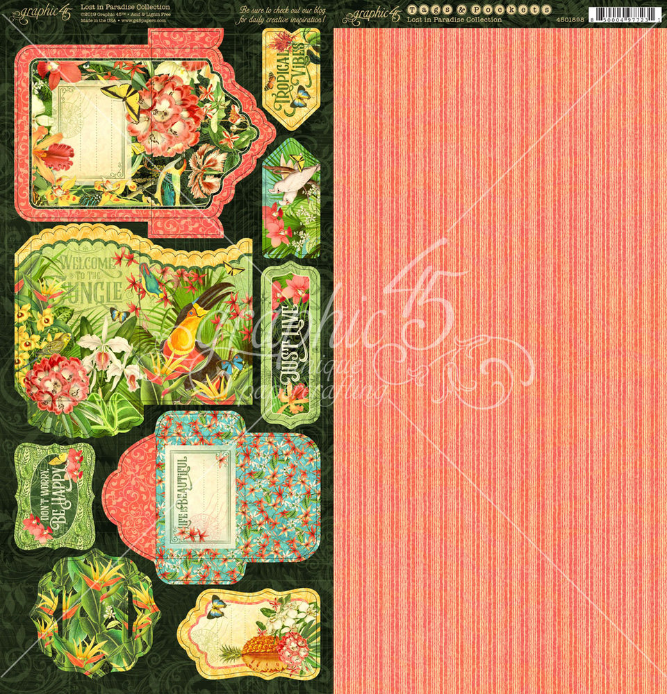 Graphic 45 Lost in Paradise Tags & Pockets (4501898) (OUTLET)