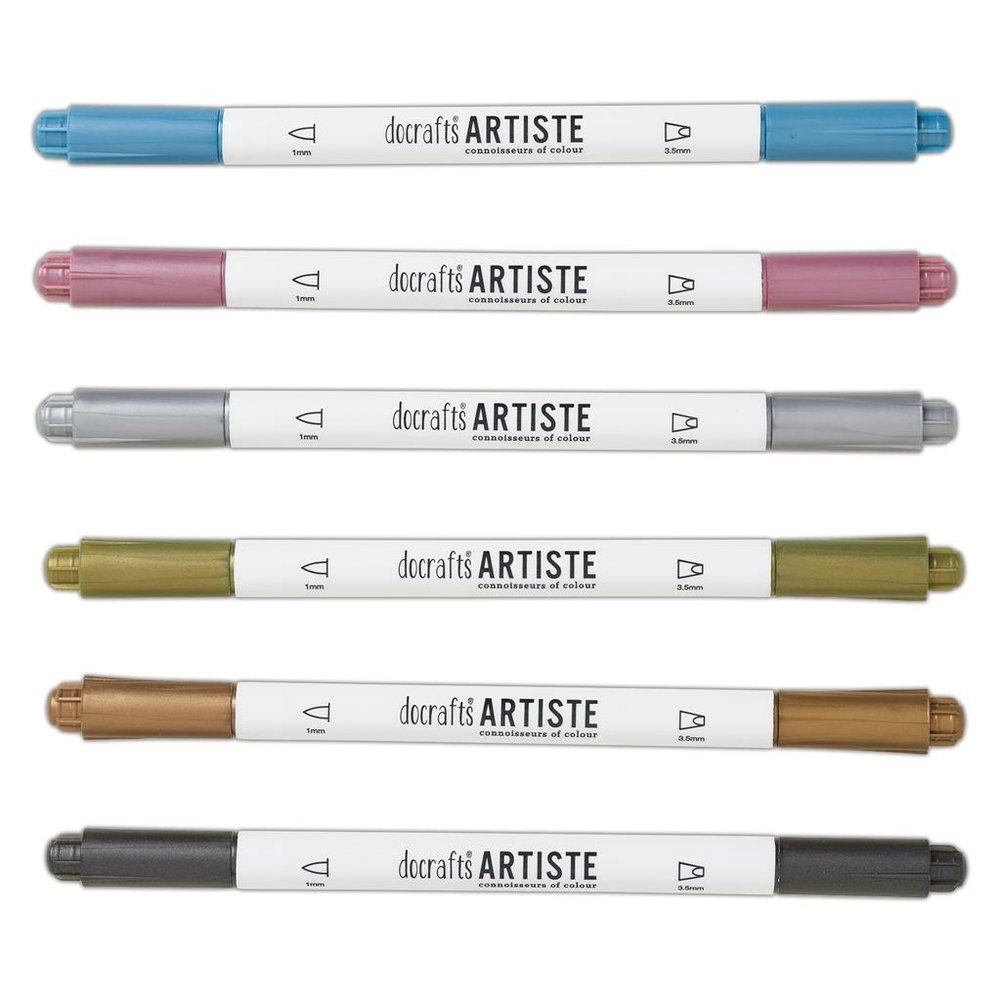 Docrafts Dual Tip Calligraphy Pens Metallic (6pk) (DOA 851104)