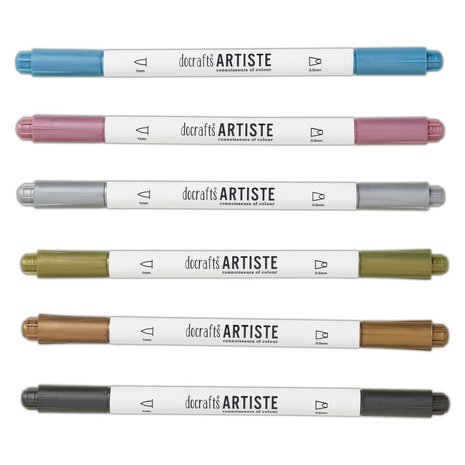 Docrafts Dual Tip Calligraphy Pens Metallic (6pk) (DOA 851104)