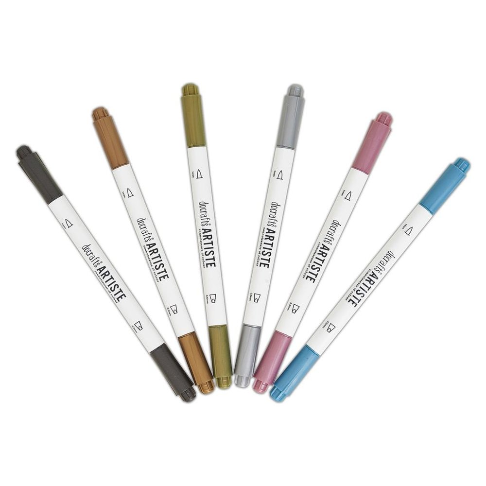 Docrafts Dual Tip Calligraphy Pens Metallic (6pk) (DOA 851104)