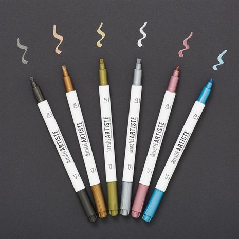 Docrafts Dual Tip Calligraphy Pens Metallic (6pk) (DOA 851104)