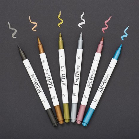 Docrafts Dual Tip Calligraphy Pens Metallic (6pk) (DOA 851104)