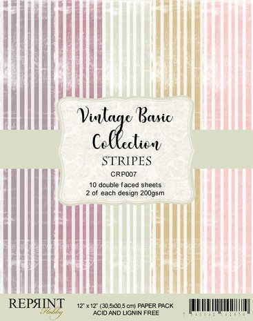 Reprint Stripes Basic 12x12 Inch Paper Pack (CRP007) (DISCONTINUED) Reprint Stripes Basic 12x12 Inch Paper Pack (CRP007) (DISCONTINUED)