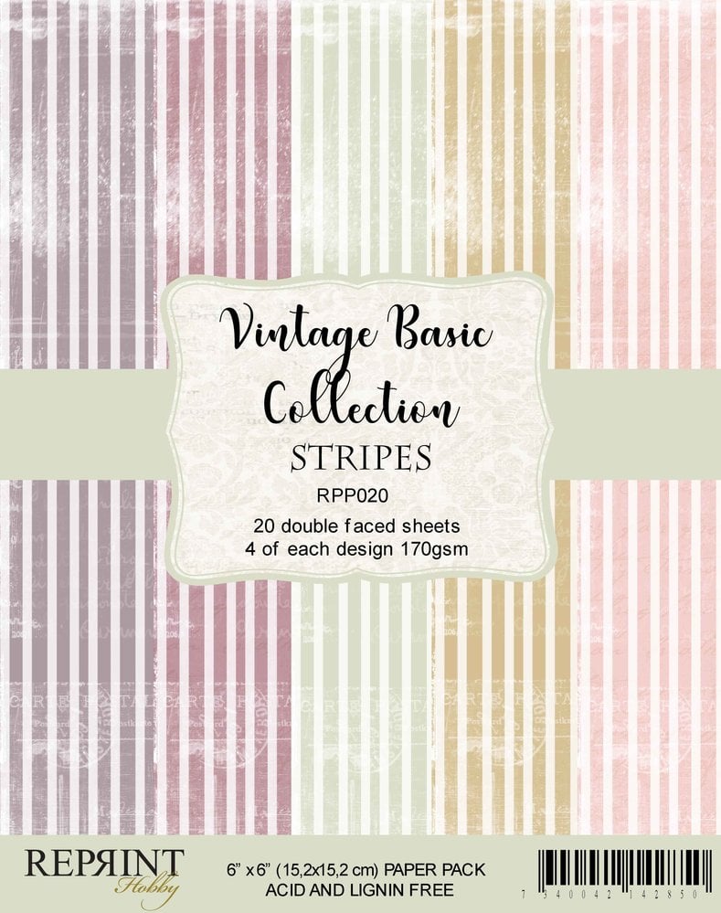 Reprint Stripes Basic 6x6 Inch Paper Pack ( RPP020) (OUTLET)