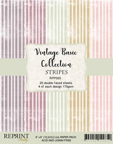 Reprint Stripes Basic 6x6 Inch Paper Pack ( RPP020) (OUTLET)