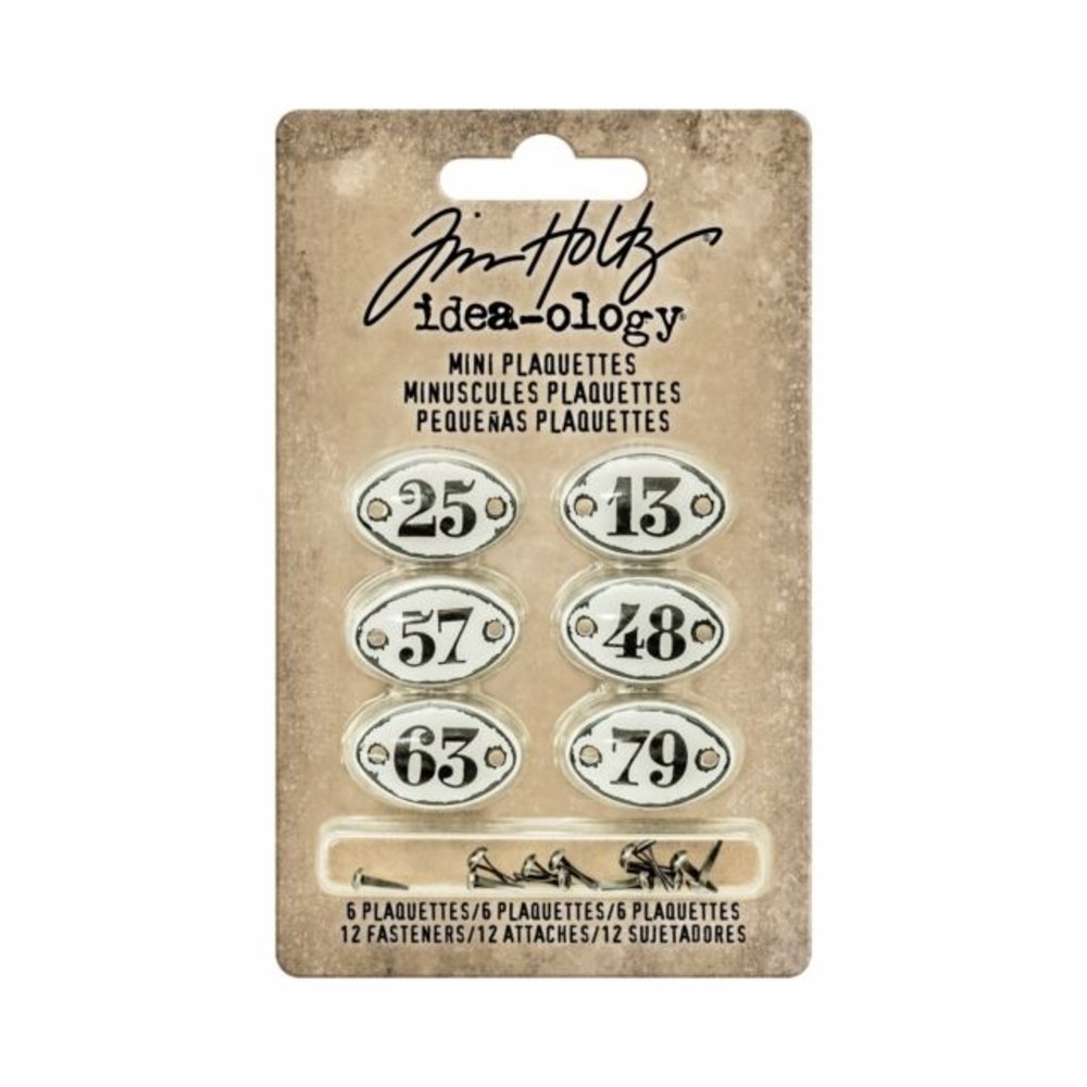 AdvantusIdea Mini Plaquettes-Ology con Chiodini, 3,5 cm x 1,9 cm, Colore: Bianco con Numeri, Altri, Multicolore
