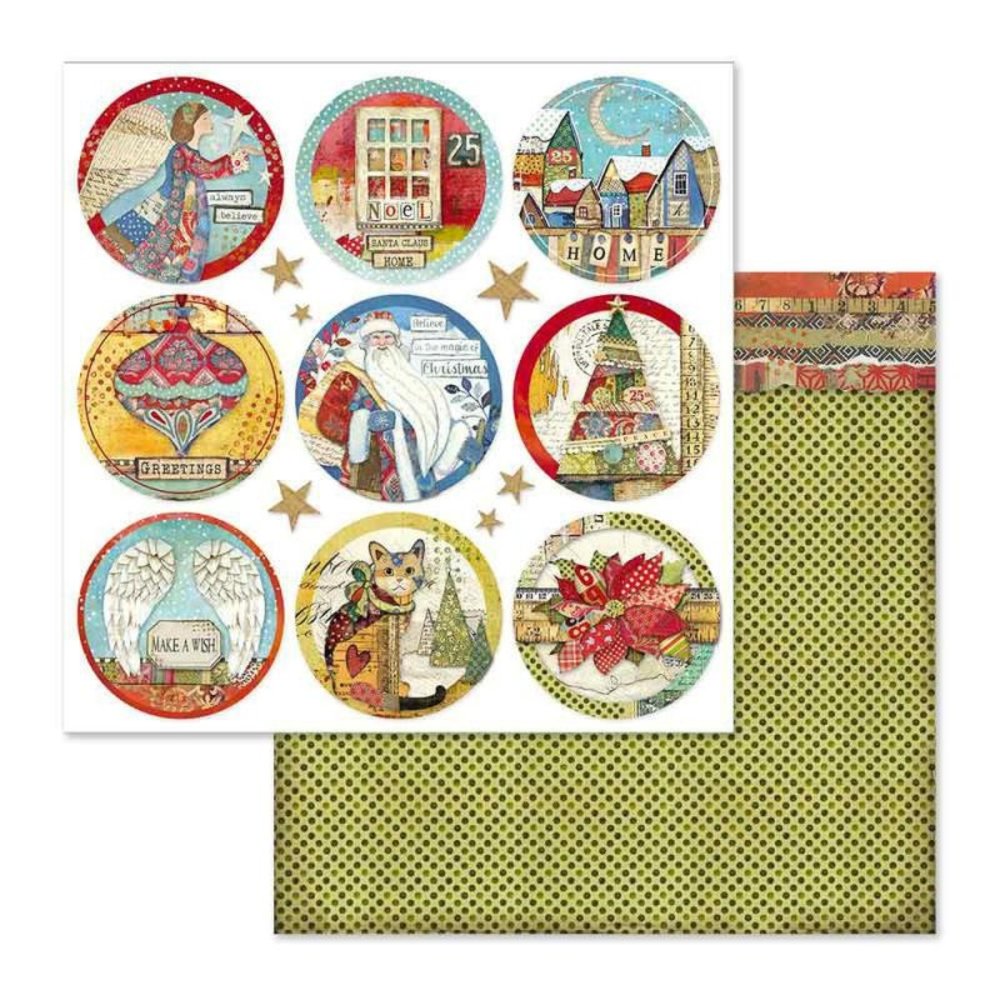 Stamperia Christmas Rounds 12x12 Inch Paper Sheet (SBB637) (DISCONTINUED)
