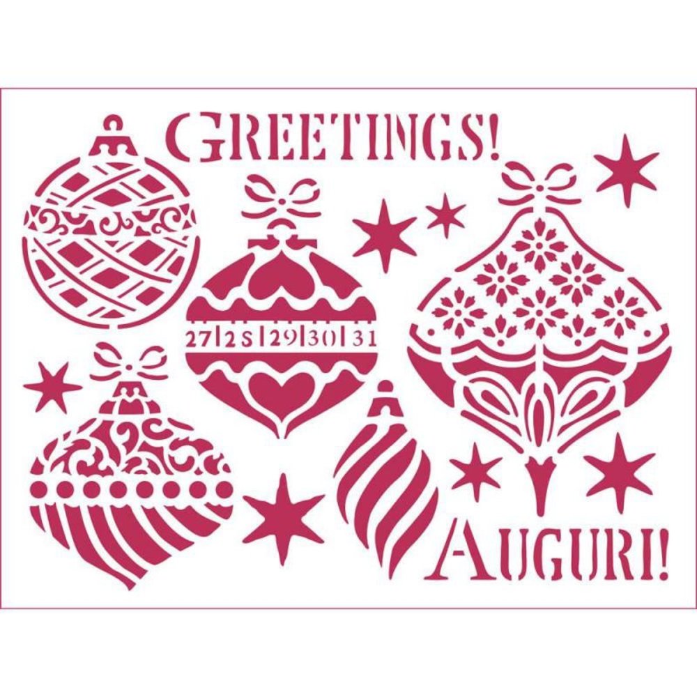 Stamperia Stencil A5 Greeting Balls (KDS304) (DISCONTINUED) Stamperia Stencil A5 Greeting Balls (KDS304) (DISCONTINUED)