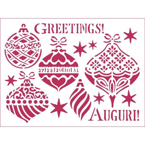 Stamperia Stencil A5 Greeting Balls (KDS304) (DISCONTINUED) Stamperia Stencil A5 Greeting Balls (KDS304) (DISCONTINUED)