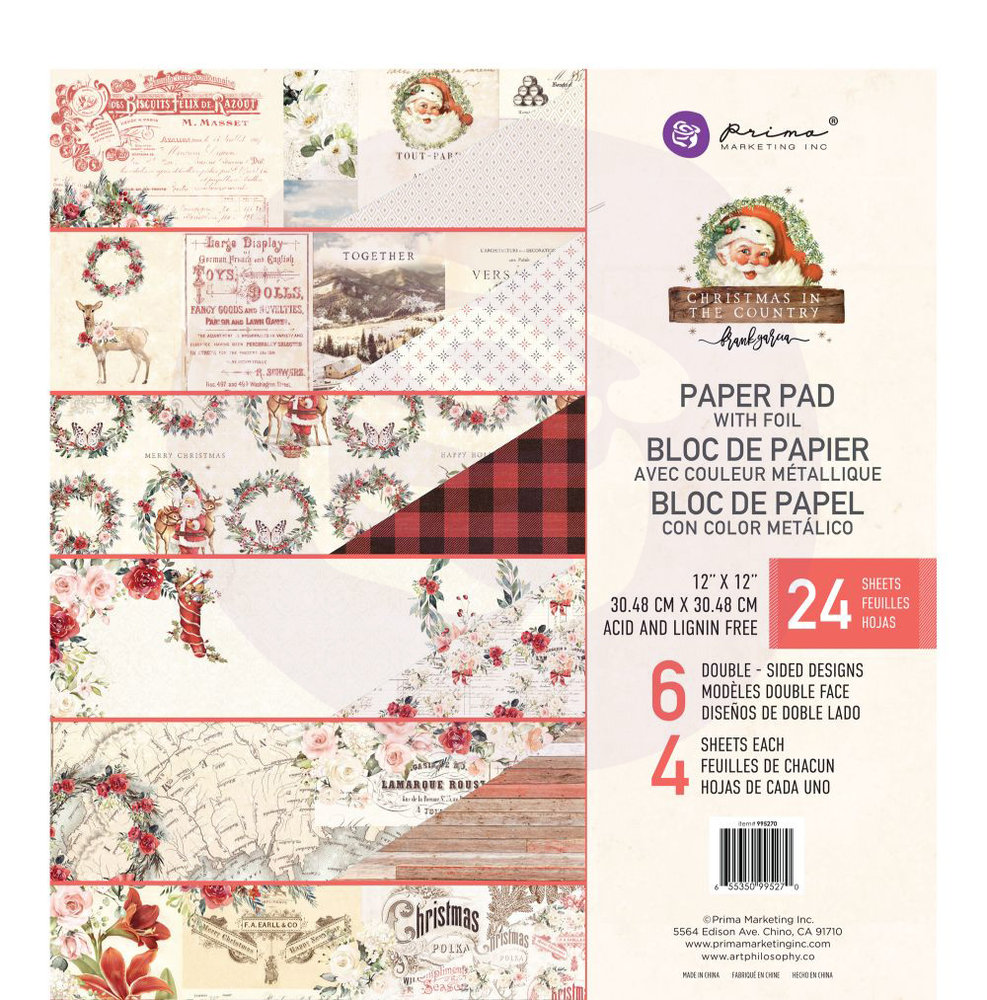 Prima Marketing Christmas In The Country 12x12 Inch Paper Pad (995270) (DISCONTINUED) Prima Marketing Christmas In The Country 12x12 Inch Paper Pad (995270) (DISCONTINUED)