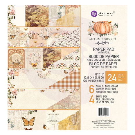 Prima Marketing Autumn Sunset 12x12 Inch Paper Pad (995478) (DISCONTINUED) Prima Marketing Autumn Sunset 12x12 Inch Paper Pad (995478) (DISCONTINUED)