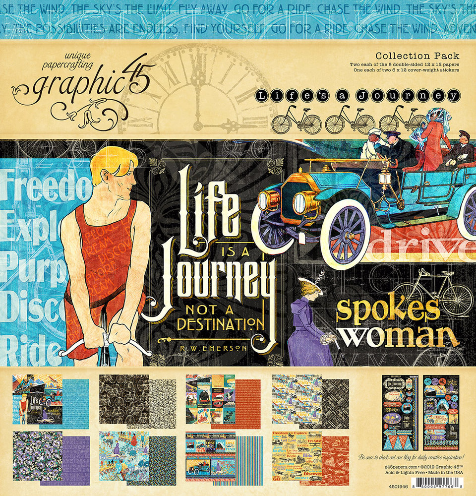 Graphic 45 Life's a Journey 12x12 Inch Collection Pack (4501946) (OUTLET)