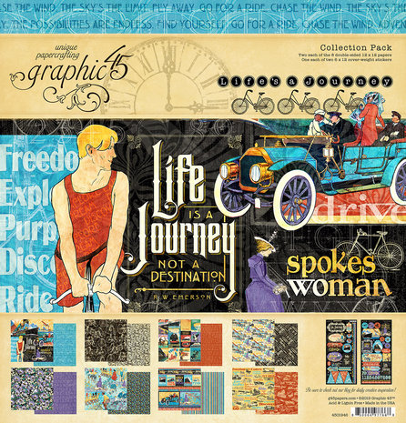 Graphic 45 Life's a Journey 12x12 Inch Collection Pack (4501946) (OUTLET)