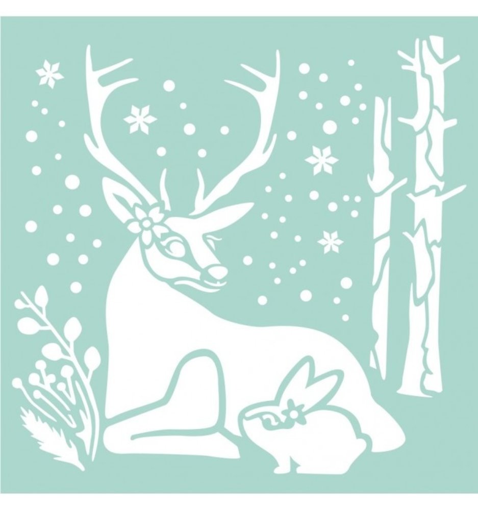 Stamperia Thick Stencil 18x18cm Reindeer & Rabbit (KSTDQ29) (DISCONTINUED)