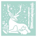 Stamperia Thick Stencil 18x18cm Reindeer & Rabbit (KSTDQ29) (DISCONTINUED)