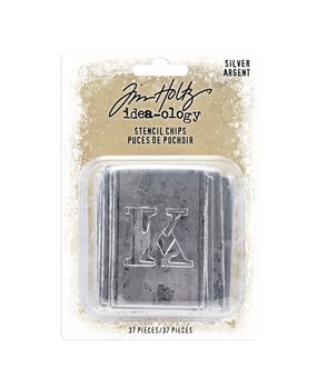 Idea-ology Tim Holtz Stencil Chips Silver (37pcs) (TH94018) (DISCONTINUED)