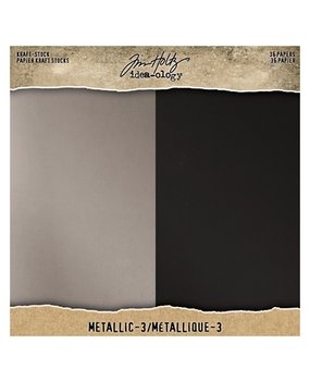 Idea-ology Tim Holtz Kraft-Stock 8x8 Inch Paper Stash Metallic 3 (TH94021)
