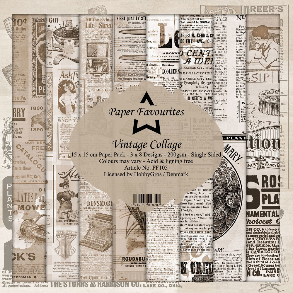 Paper Favourites Vintage Collage 6x6 Inch Paper Pack (PF105)