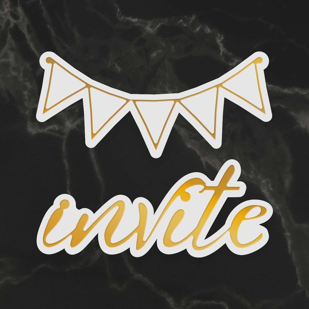 Couture Creations Invite Sentiment & Banner Mini Cut, Foil and Emboss Dies (CO726719) (OUTLET)