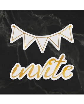 Couture Creations Invite Sentiment & Banner Mini Cut, Foil and Emboss Dies (CO726719) (OUTLET)