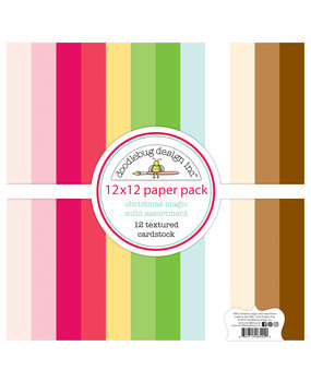Doodlebug Design Christmas Magic 12x12 Inch Textured Cardstock Paper Pack (6542) (DISCONTINUED)