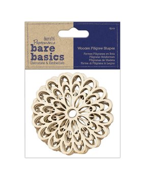 Papermania Bare Basics Wooden Filigree Shapes Flower (4pcs) (PMA 174510) (DISCONTINUED)