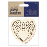Papermania Bare Basics Wooden Filigree Shapes Heart (4pcs) (PMA 174511) (DISCONTINUED)