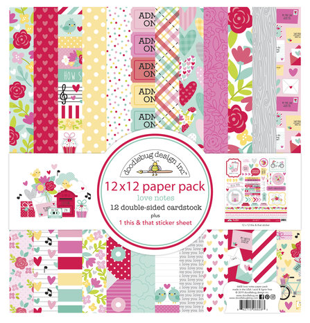 Doodlebug Design Love Notes 12x12 Inch Paper Pack (6608) (DISCONTINUED)