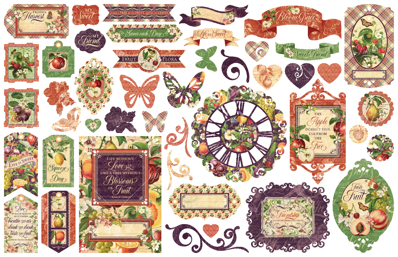 Graphic 45 Fruit & Flora Die-cut Assortment (4502005) (OUTLET)