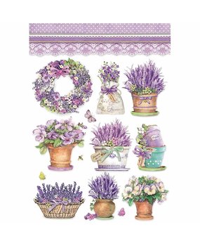 Stamperia Rice Paper A4 Lavender Vase (6pcs) (DFSA4456) (DISCONTINUED)