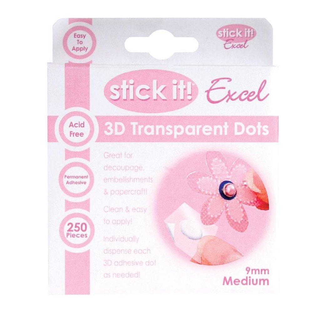 Stick It! Excel 3D Transparent Dots Medium (9mm) (STI 4532001) Stick It! Excel 3D Transparent Dots Medium (9mm) (STI 4532001)