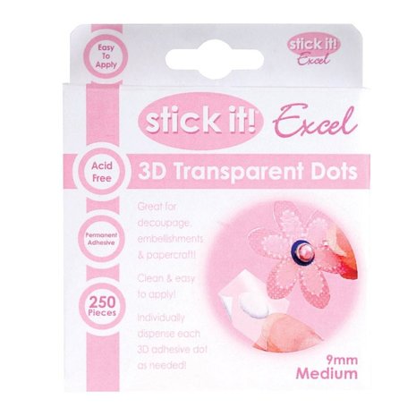 Stick It! Excel 3D Transparent Dots Medium (9mm) (STI 4532001) Stick It! Excel 3D Transparent Dots Medium (9mm) (STI 4532001)