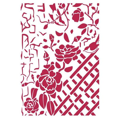 Stamperia Stencil A4 Fence with Roses (KSG440) (DISCONTINUED) Stamperia Stencil A4 Fence with Roses (KSG440) (DISCONTINUED)