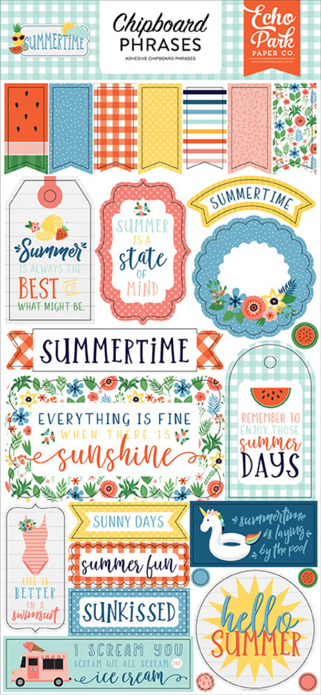 Echo Park Summertime 6x13 Inch Chipboard Phrases (SUM209022) (DISCONTINUED) Echo Park Summertime 6x13 Inch Chipboard Phrases (SUM209022) (DISCONTINUED)