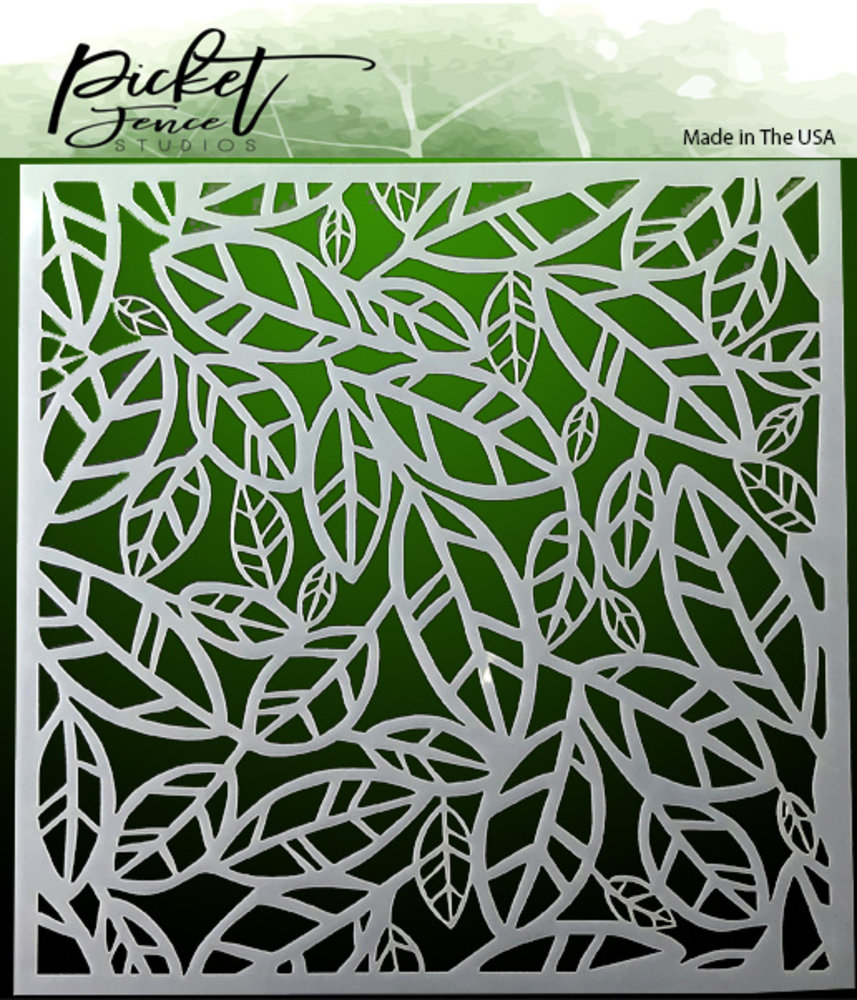 Picket Fence Studios 6 x 6 Funky Leaves Stencil (SC-150) (OUTLET)