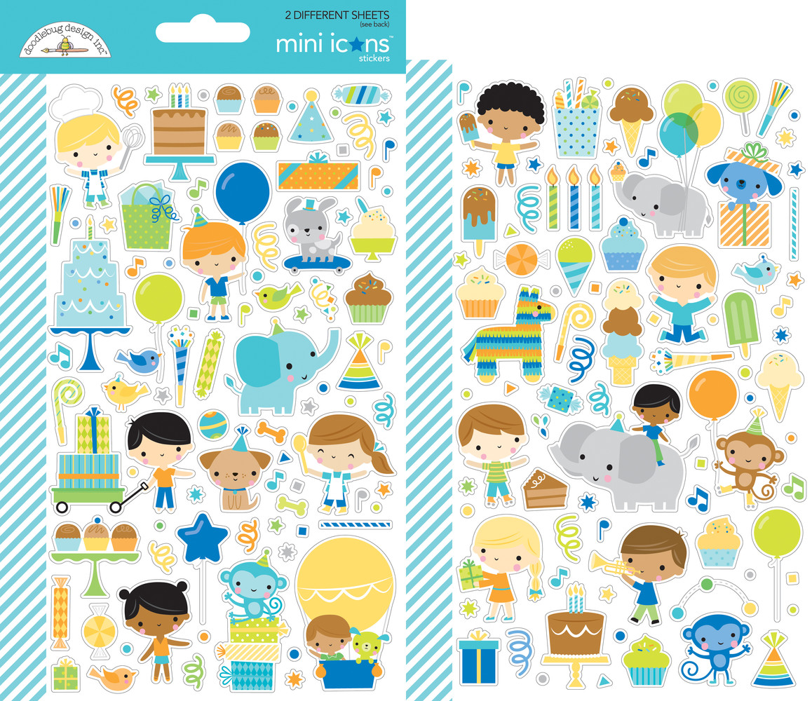 Doodlebug Design Party Time Mini Icons Stickers (6645) (DISCONTINUED)