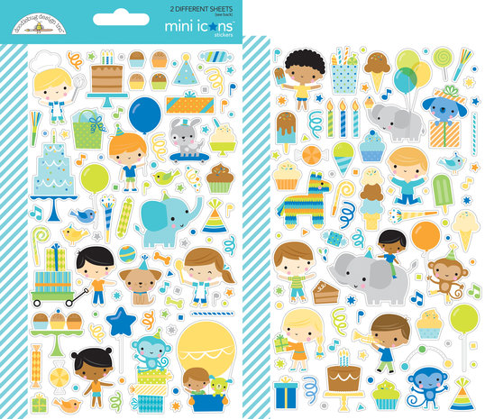 Doodlebug Design Party Time Mini Icons Stickers (6645) (DISCONTINUED)