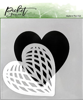 Picket Fence Studios Spliced Heart Stencil (SC-166) (OUTLET)