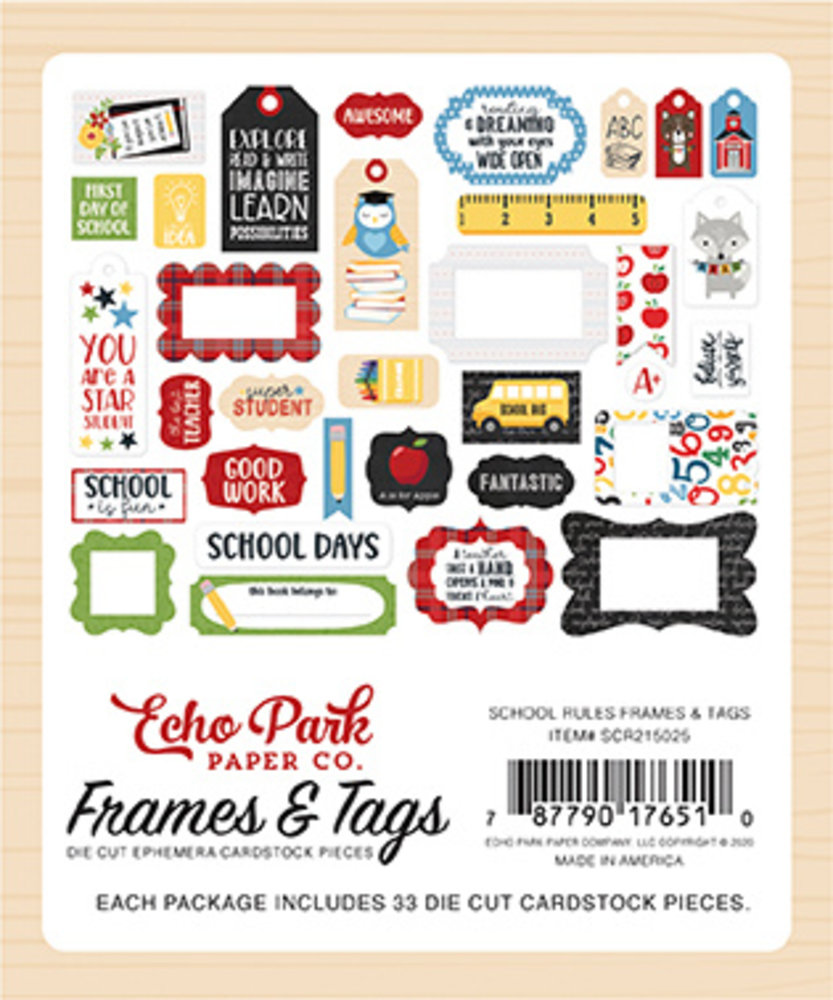 Echo Park School Rules Frames & Tags (SCR215025) (OUTLET) Echo Park School Rules Frames & Tags (SCR215025) (OUTLET)