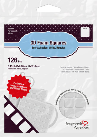 Scrapbook Adhesives 3D Foam Squares White Regular (126pcs) (01610)